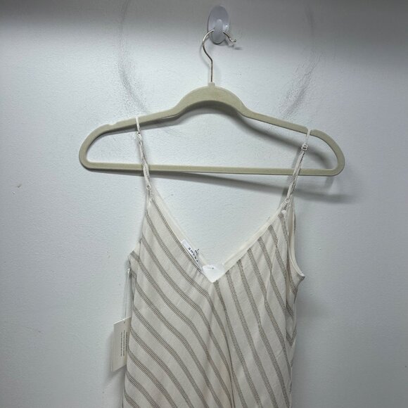 NWT FRAME Striped Bias Cami Slip Dress off white multi medium - Picture 11 of 13